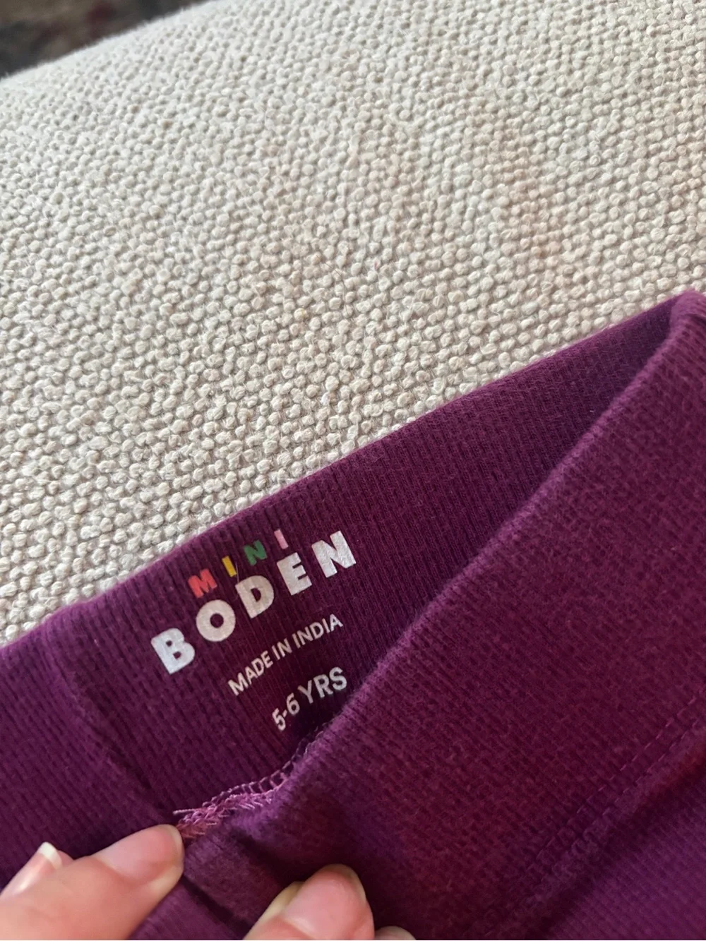 Mini Boden 5-6Y Ribbed Flare Leggings in Pink and Purple